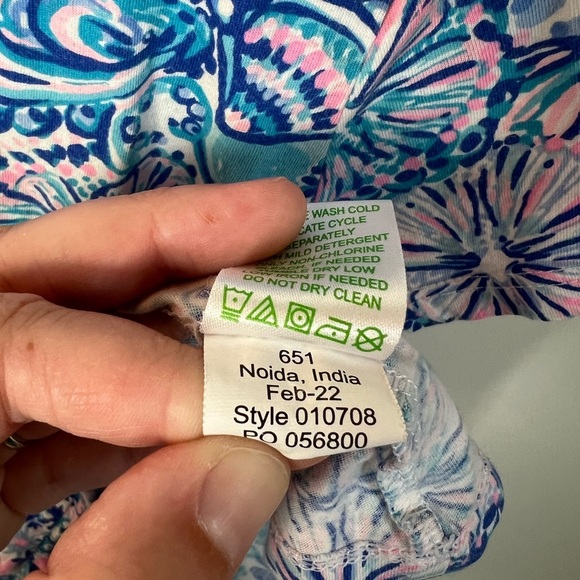 Lilly Pulitzer Girls Mini Geanna Blue and Pink Short Sleeve Floral Dress 4-5 - Picture 6 of 6